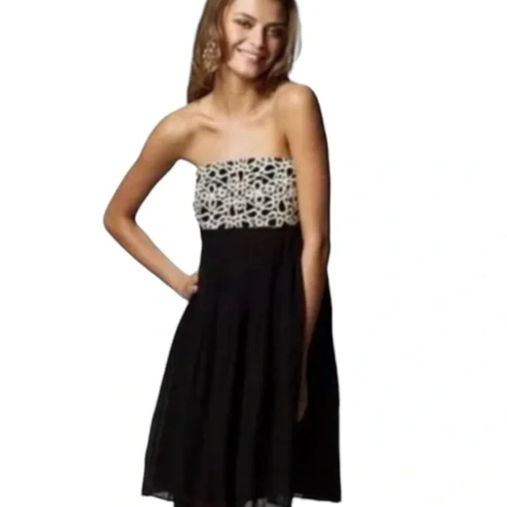 Lilly Pulitzer Black & Gold 100% Silk Chiffon Pleated Dress "Jillie" - Size 6 -